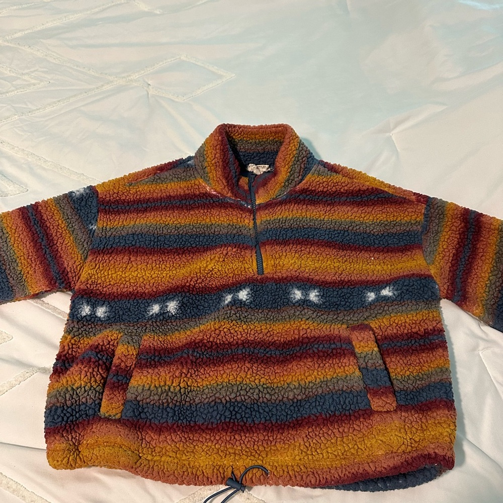 Multicolor Quarter-Zip Fleece Women's Sweater